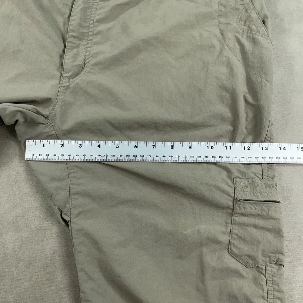 Simms Fishing Pants Mens XL Beige Nylon Cargo Pockets Outdoor Hiking‎ Travel